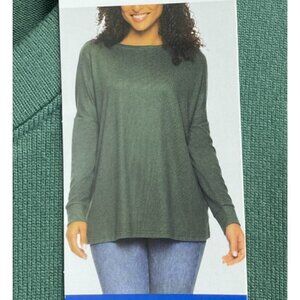 NEW Felina Women's L Long Sleeve Green Relaxed Fit Knit Top